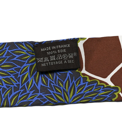 Hermes Silk The Three Graces Twilly Bleu Vert Marron 3 of 4
