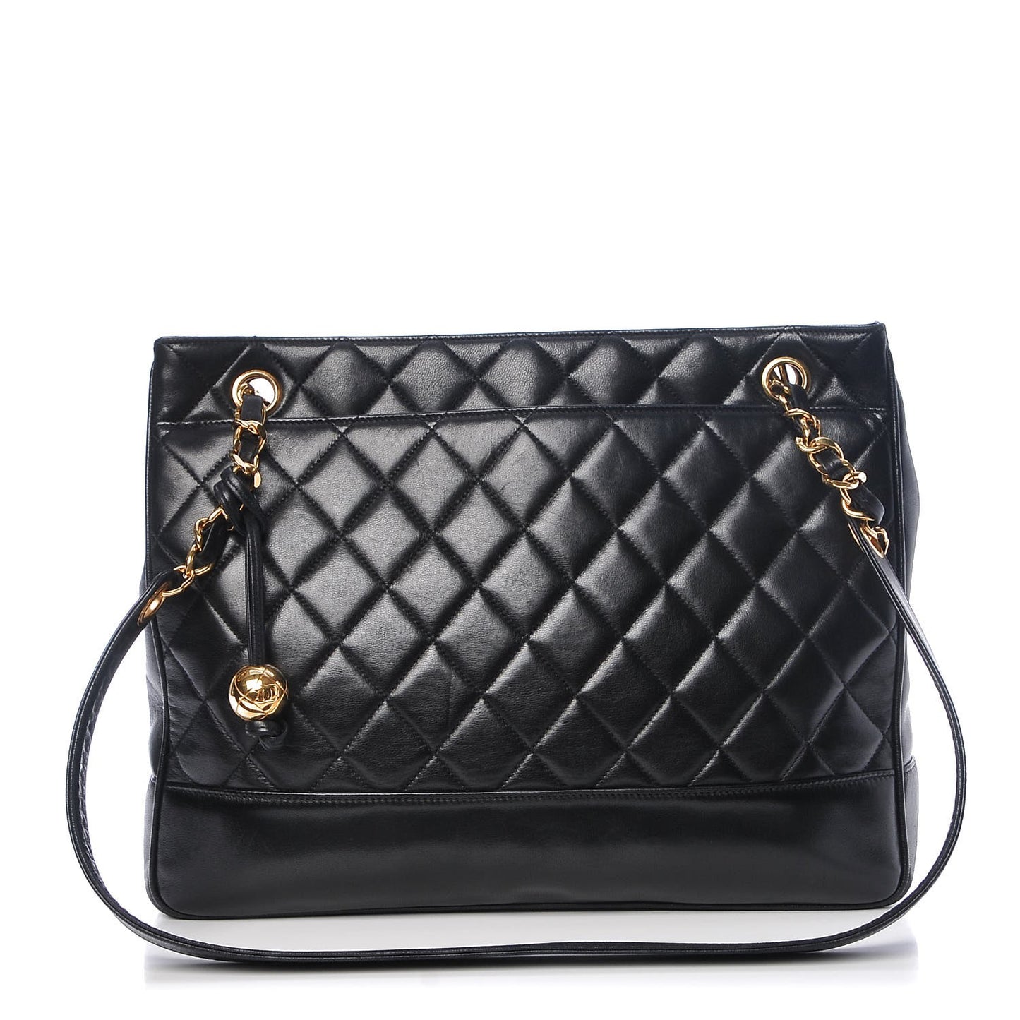 Lambskin Quilted Shoulder Bag Black