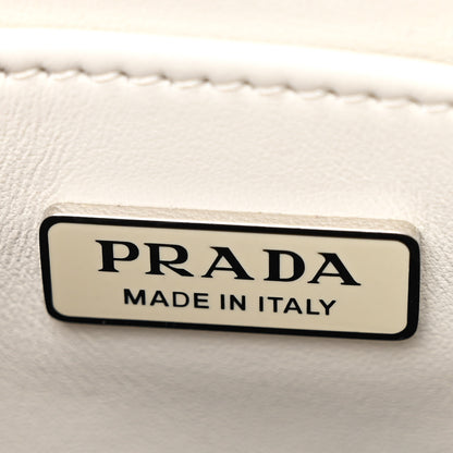 Prada Spazzolato Metal Triangle Logo Small Double Handle Crossbody Tote White 6 of 10