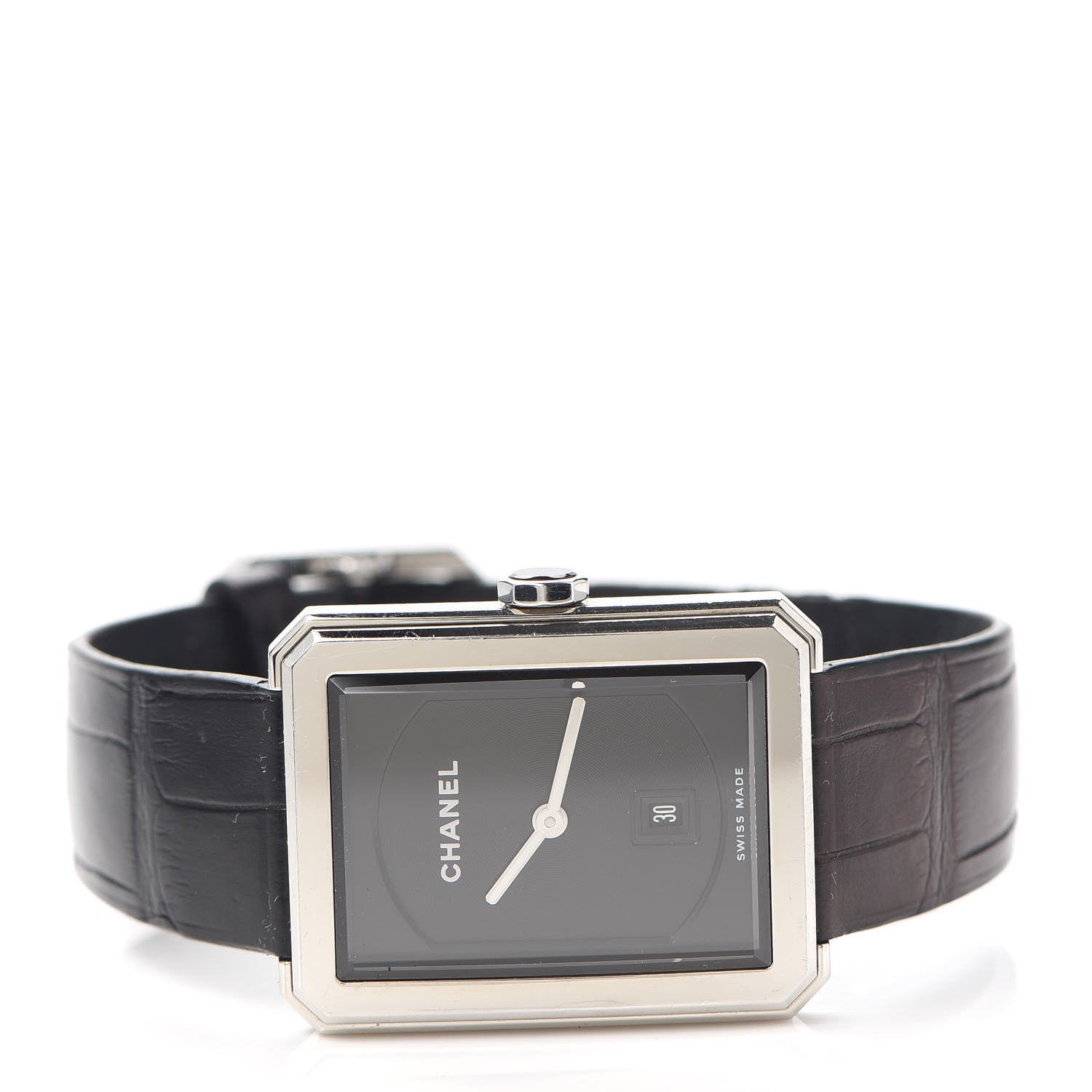 Chanel Stainless Steel Alligator 26mm Boy-Friend Quartz Watch Black 2 of 6