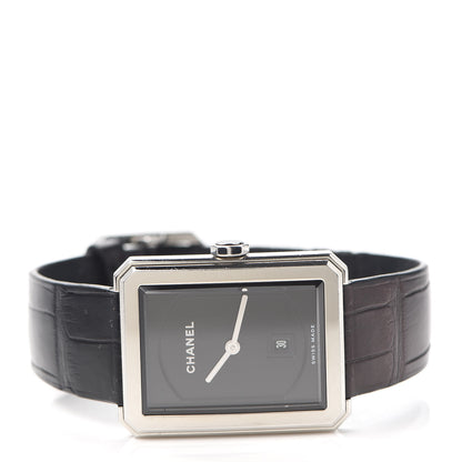Chanel Stainless Steel Alligator 26mm Boy-Friend Quartz Watch Black 2 of 6