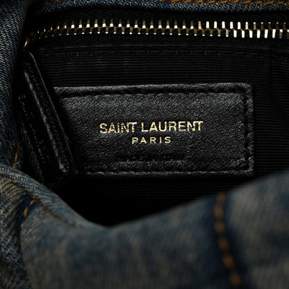 Saint Laurent Denim Quilted Small Loulou Puffer Monogram Chain Satchel Blue Cinnamon 6 of 10