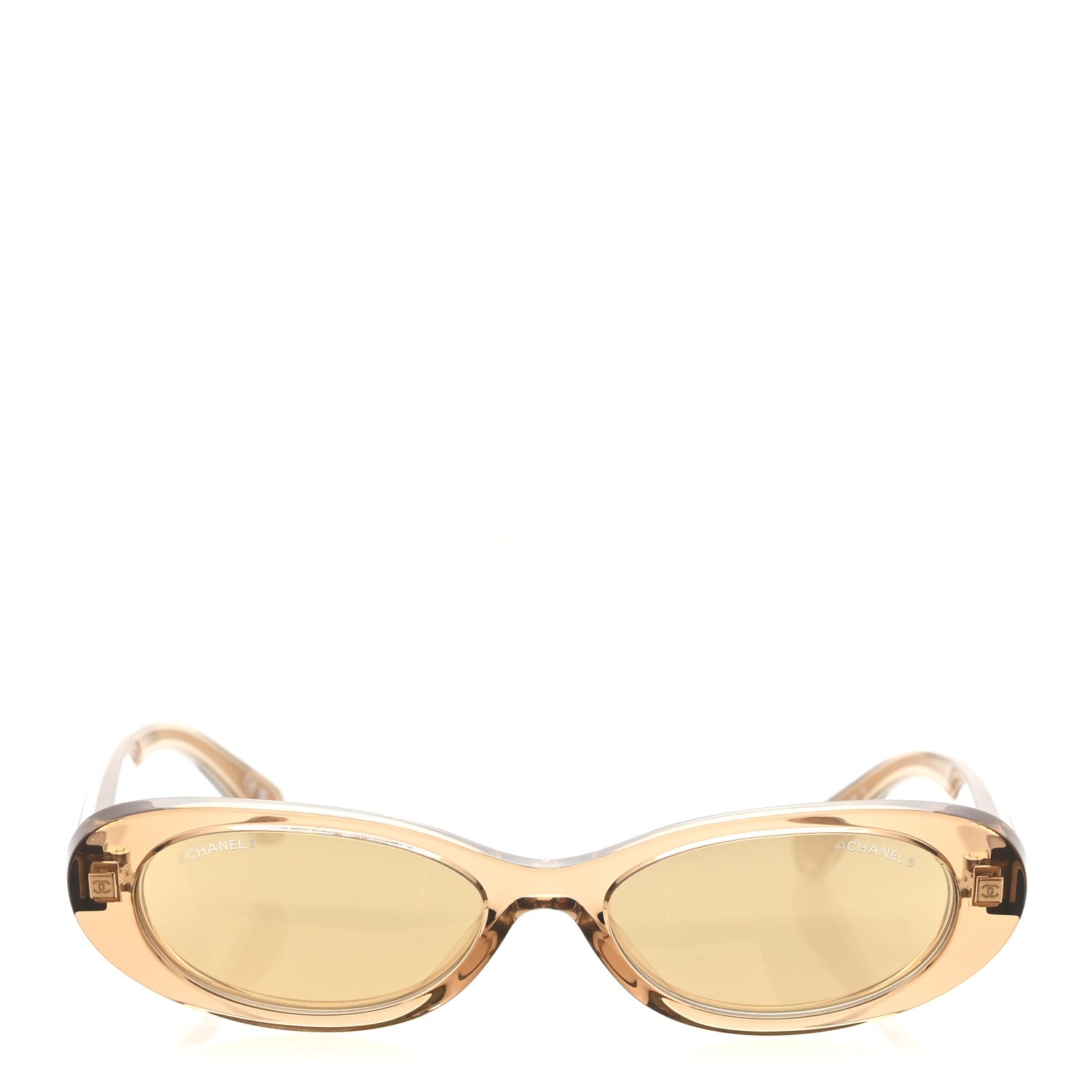 Chanel Acetate 24K Gold Mirror Oval Sunglasses 71725 Light Orange 2 of 8