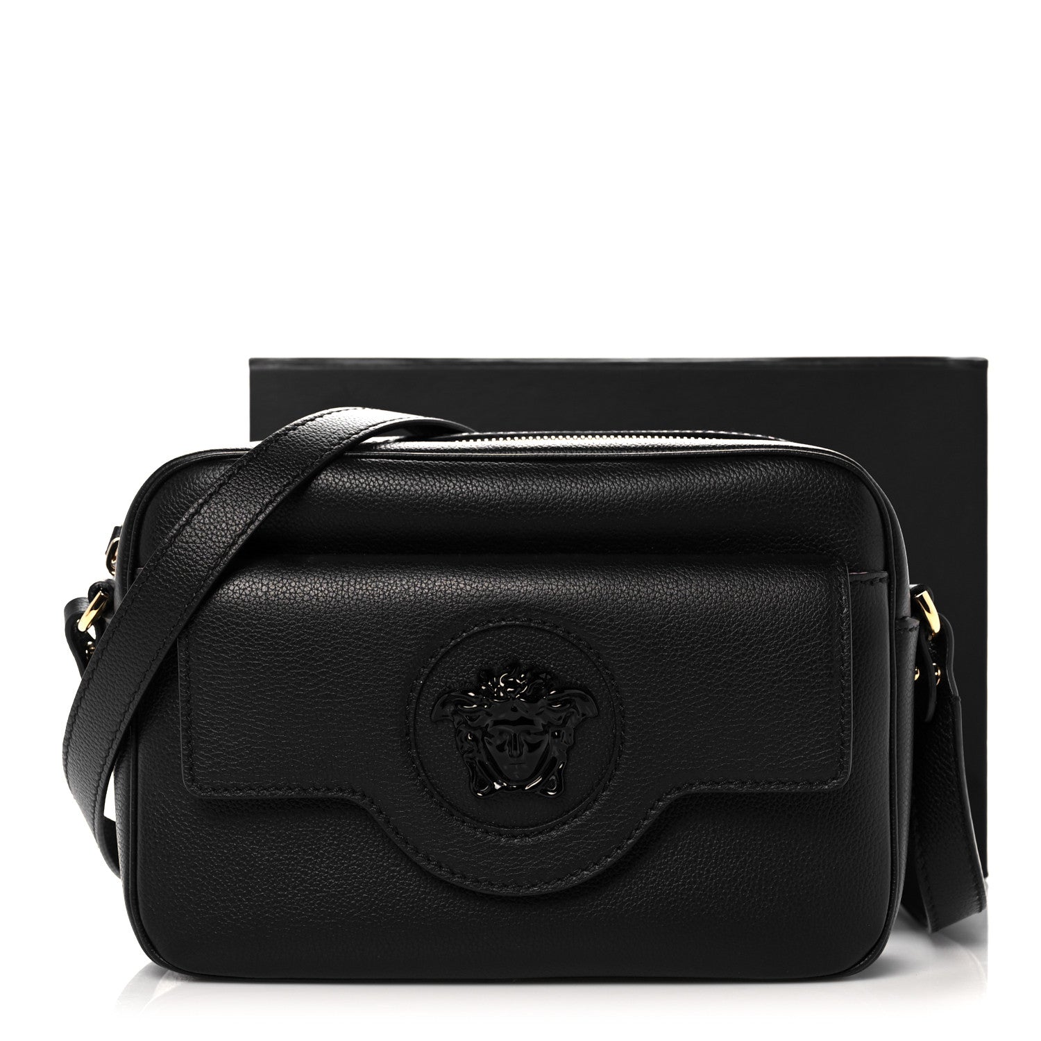 Versace Grained Calfskin Medusa Camera Bag Black 12 of 12