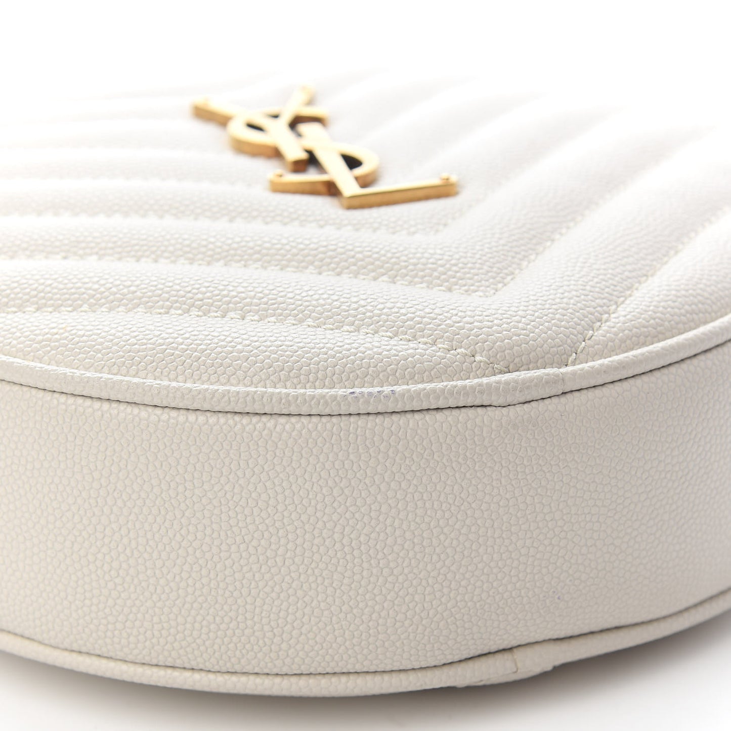 Grain De Poudre Matelasse Chevron Quilted Round Vinyle Camera Bag Crema Soft