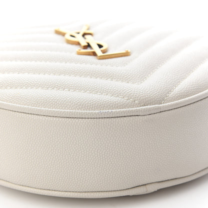 Saint Laurent Grain De Poudre Matelasse Chevron Quilted Round Vinyle Camera Bag Crema Soft 9 of 9