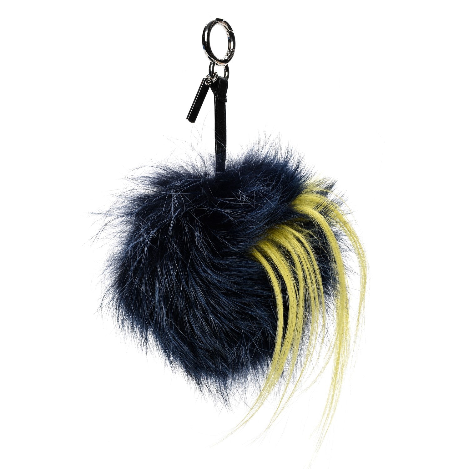 Fendi Fox Rabbit Goat Mink Fur Vitello Flamingo Zesty Monster Bag Bug Charm Navy Yellow 2 of 5
