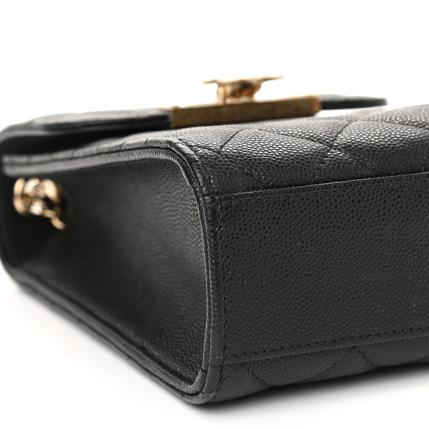 Caviar Quilted Golden Class Phone Holder Black