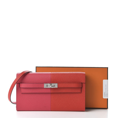 Hermes Epsom Kelly Wallet Casaque To Go Rouge Coeur Rose Extreme Bleu Zanzibar 10 of 10