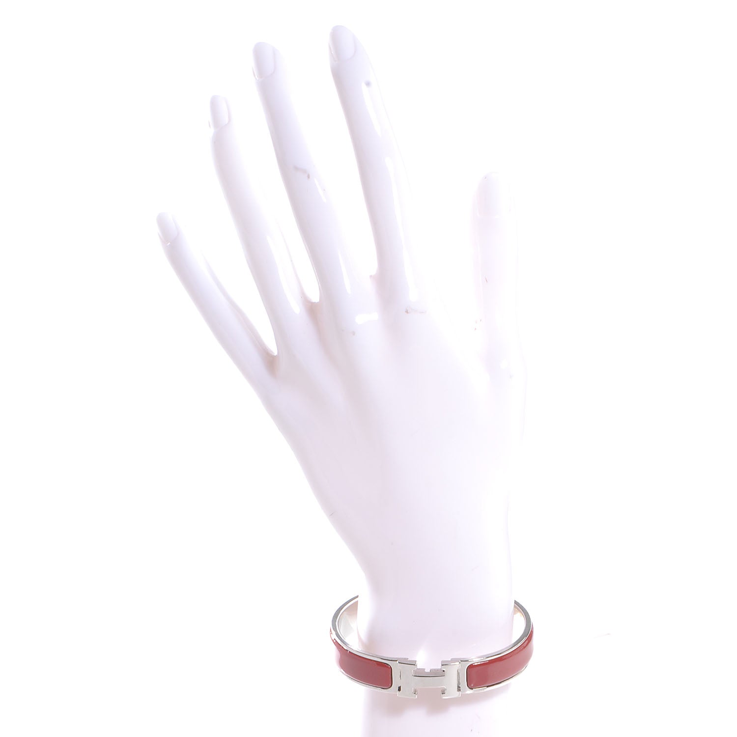 Hermes Narrow Enamel Clic Clac H Bracelet PM Red 2 of 4