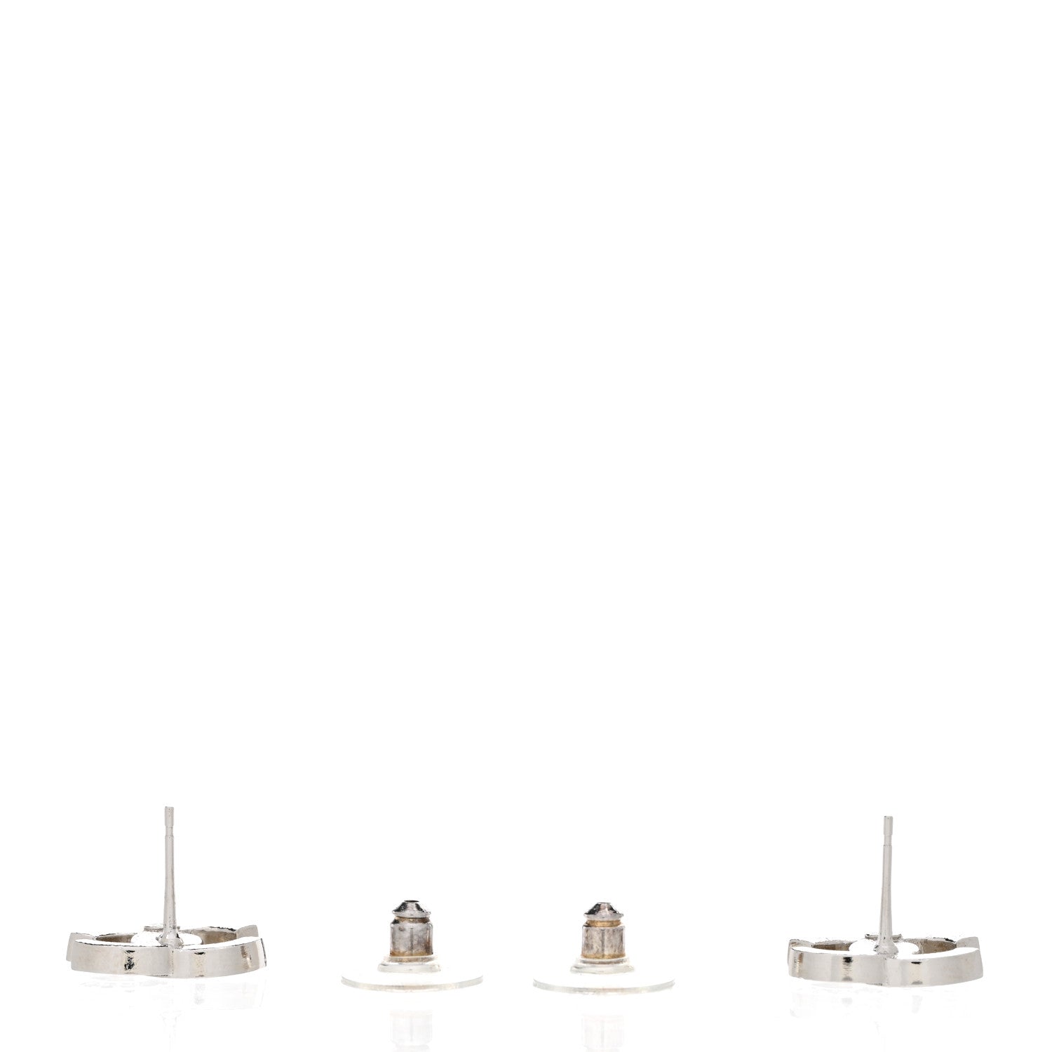 Chanel Crystal CC Stud Earrings Black Silver 3 of 7