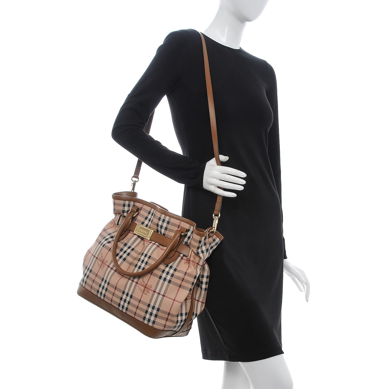 Burberry Haymarket Check Medium Golderton Tote Mid Camel 2 of 11