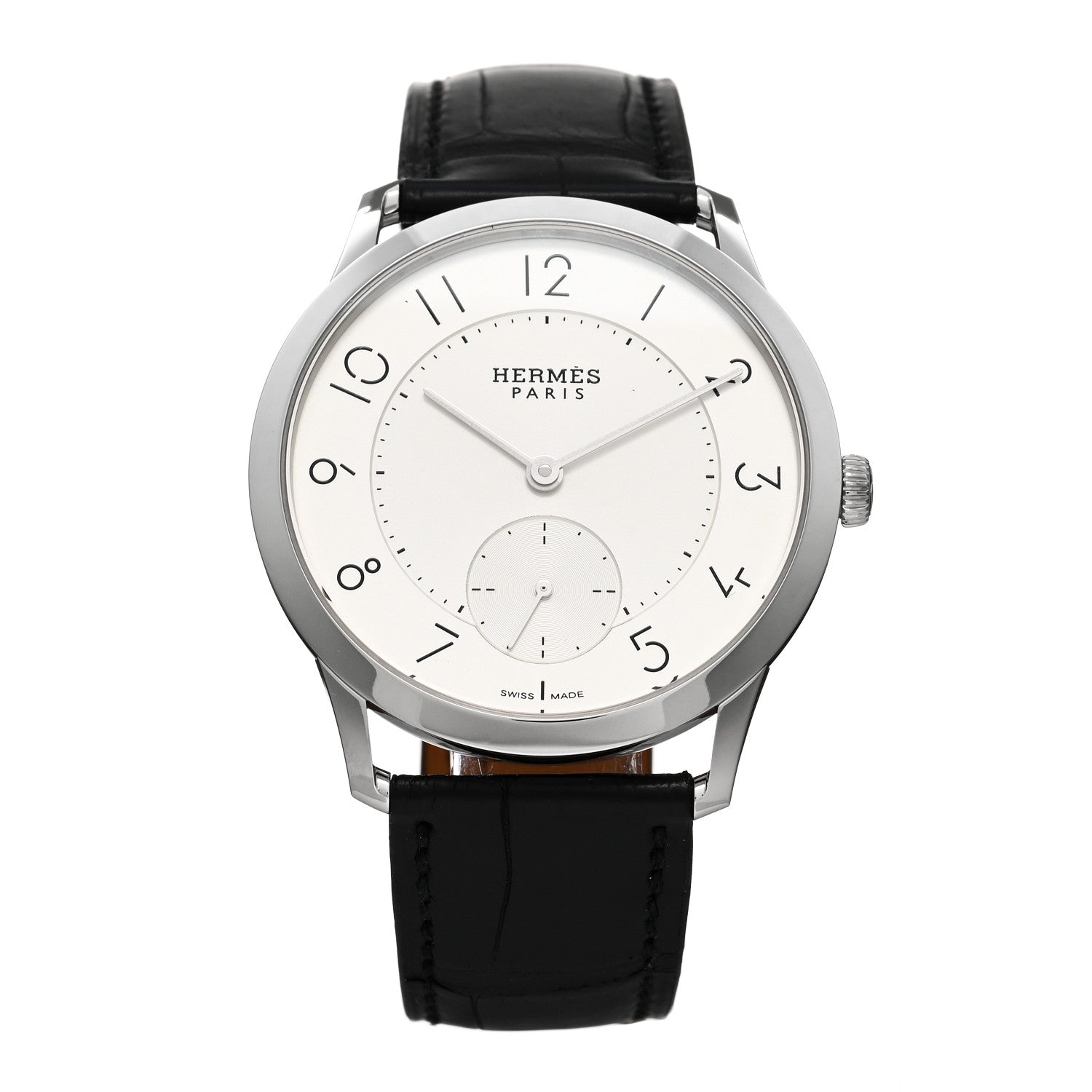 Hermes Stainless Steel Alligator 39.5mm Slim d'Hermes Automatic Watch Noir 1 of 5