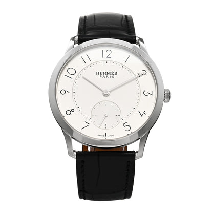 Hermes Stainless Steel Alligator 39.5mm Slim d'Hermes Automatic Watch Noir 1 of 5