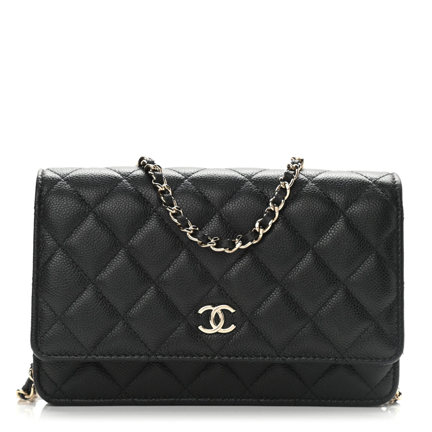 Caviar Quilted Tiny CC Wallet On Chain WOC Black