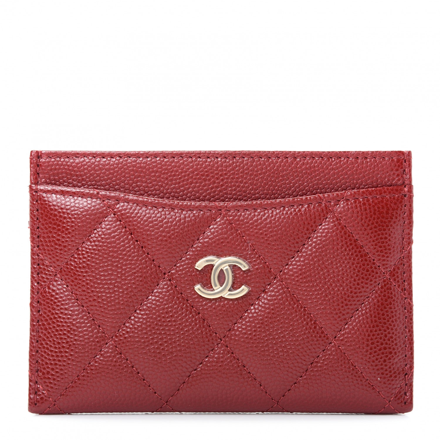 Chanel Caviar Quilted Card Holder Dark Red 1 of 9