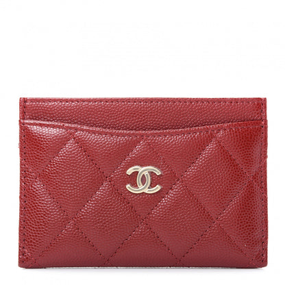 Chanel Caviar Quilted Card Holder Dark Red 1 of 9