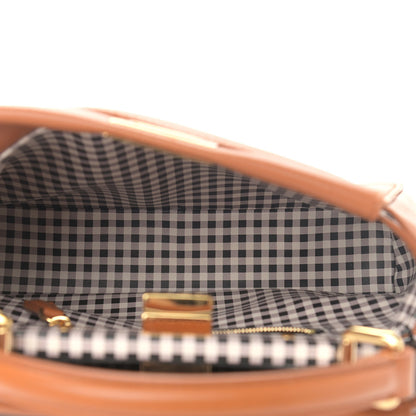 Fendi Nappa Vitello Century Gingham Embossed Mini Peekaboo Iconic Satchel Brandy White Black 9 of 12