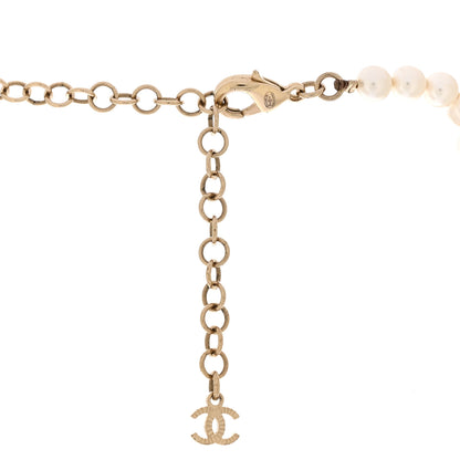Chanel Pearl Crystal CC Logo Short Necklace Gold 5 of 5