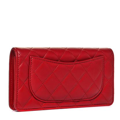 Chanel Lambskin Quilted Yen Wallet Red 3 of 6
