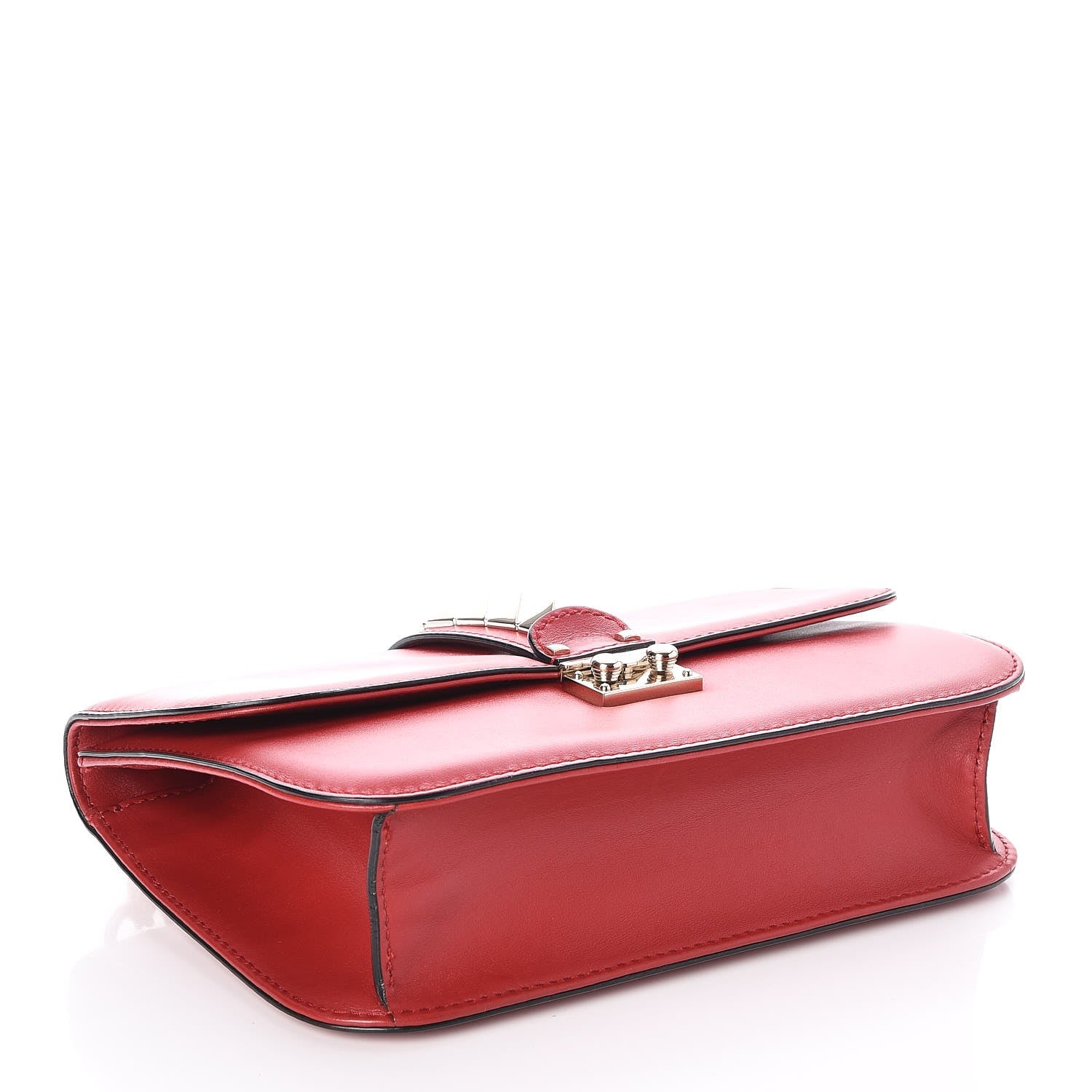 Valentino Garavani Vitello Medium Glam Lock Rockstud Flap Red 4 of 7