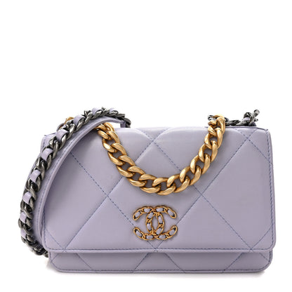 Chanel Quilted Chanel 19 Wallet On Chain WOC Light Purple 1 of 13