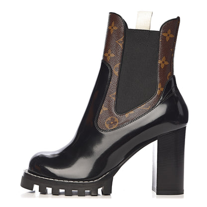 Louis Vuitton Patent Calfskin Monogram Star Trail Chelsea Ankle Boots 40 Black 1 of 7