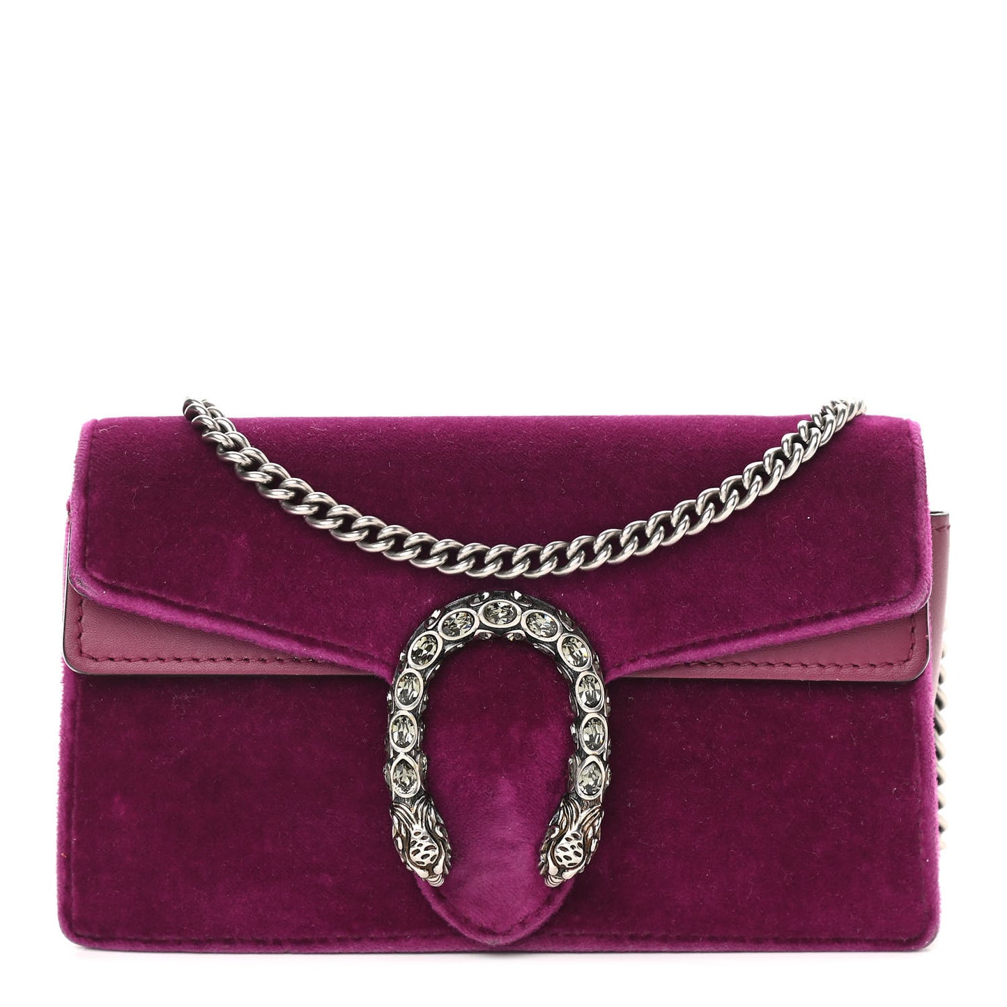 Velvet Super Mini Dionysus Shoulder Bag Fuchsia Violet Cyclamen