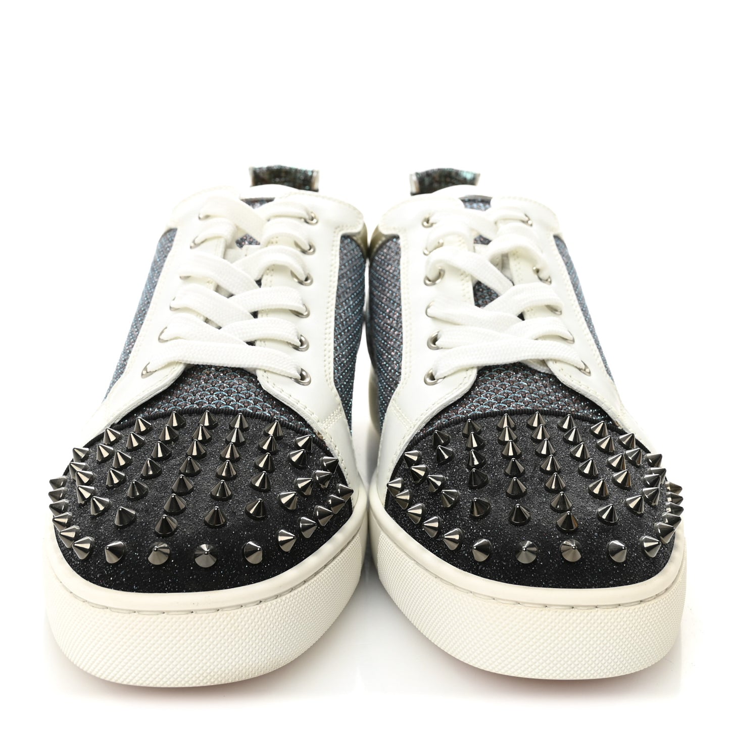 Calfskin Mens Louis Junior Spikes Orlato Flat Sneakers 46.5 Blue White