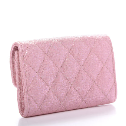 Chanel Iridescent Caviar Quilted Flap Card Holder Rose Pink 3 of 13