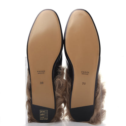 Gucci Patent Fur Womens Princetown Slippers 38 Black Natural 6 of 10