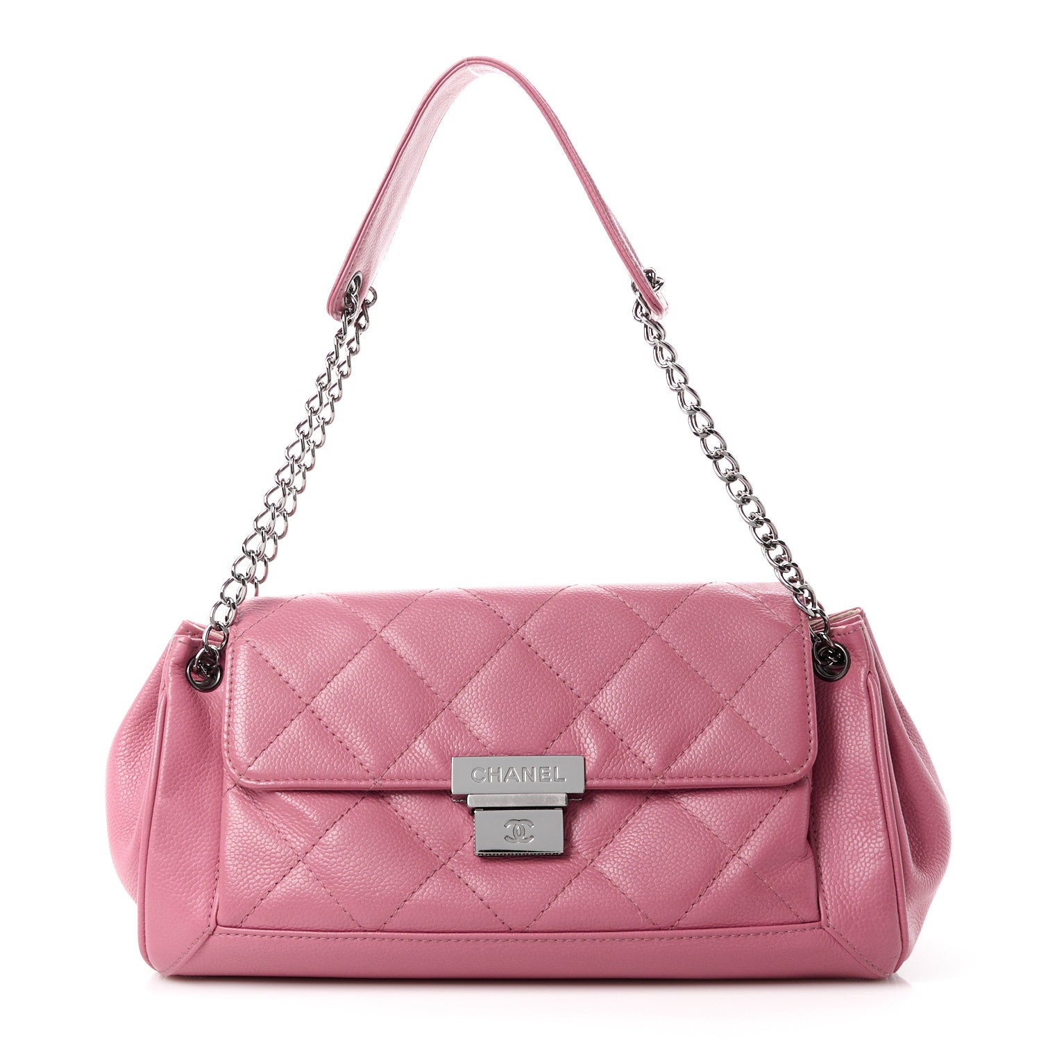 Chanel Glazed Calfskin Quilted Lucky Charms East West Accordion Flap Pink 1 of 14