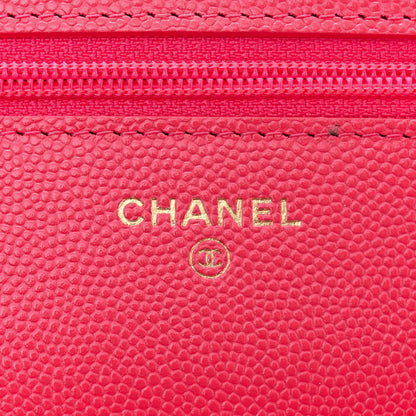 Chanel Caviar Quilted French New Wave Chain CC Wallet On Chain WOC Pink 5 of 11