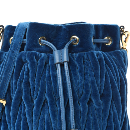 Miu Miu Velluto Matelasse Bucket Bag Cobalto 10 of 10