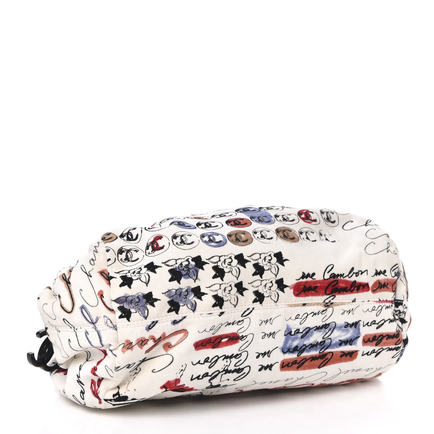 Velour Camellia Print Frame Bag White