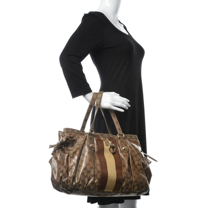 Gucci Crystal Monogram Medium Web Tote Brown 2 of 11