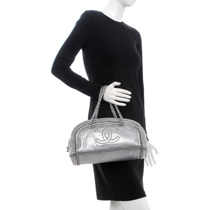 Chanel Metallic Goatskin Medium Luxe Ligne Bowler Silver 2 of 7