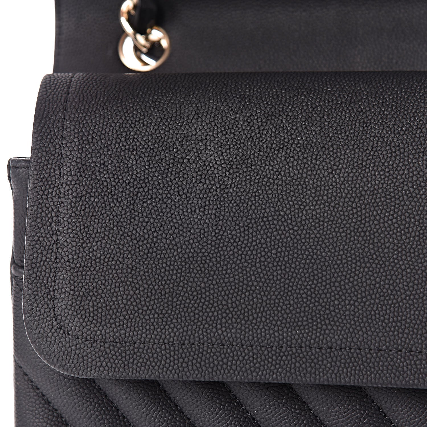 Chanel Caviar Chevron Quilted Jumbo Double Flap Black 9 of 15