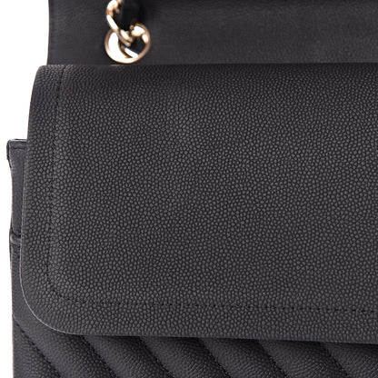 Chanel Caviar Chevron Quilted Jumbo Double Flap Black 9 of 15