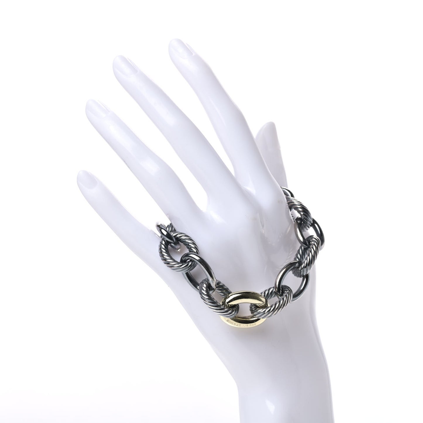 Darkened Sterling Silver 14K Yellow Gold 19mm Extra Large Oval Link Bracelet