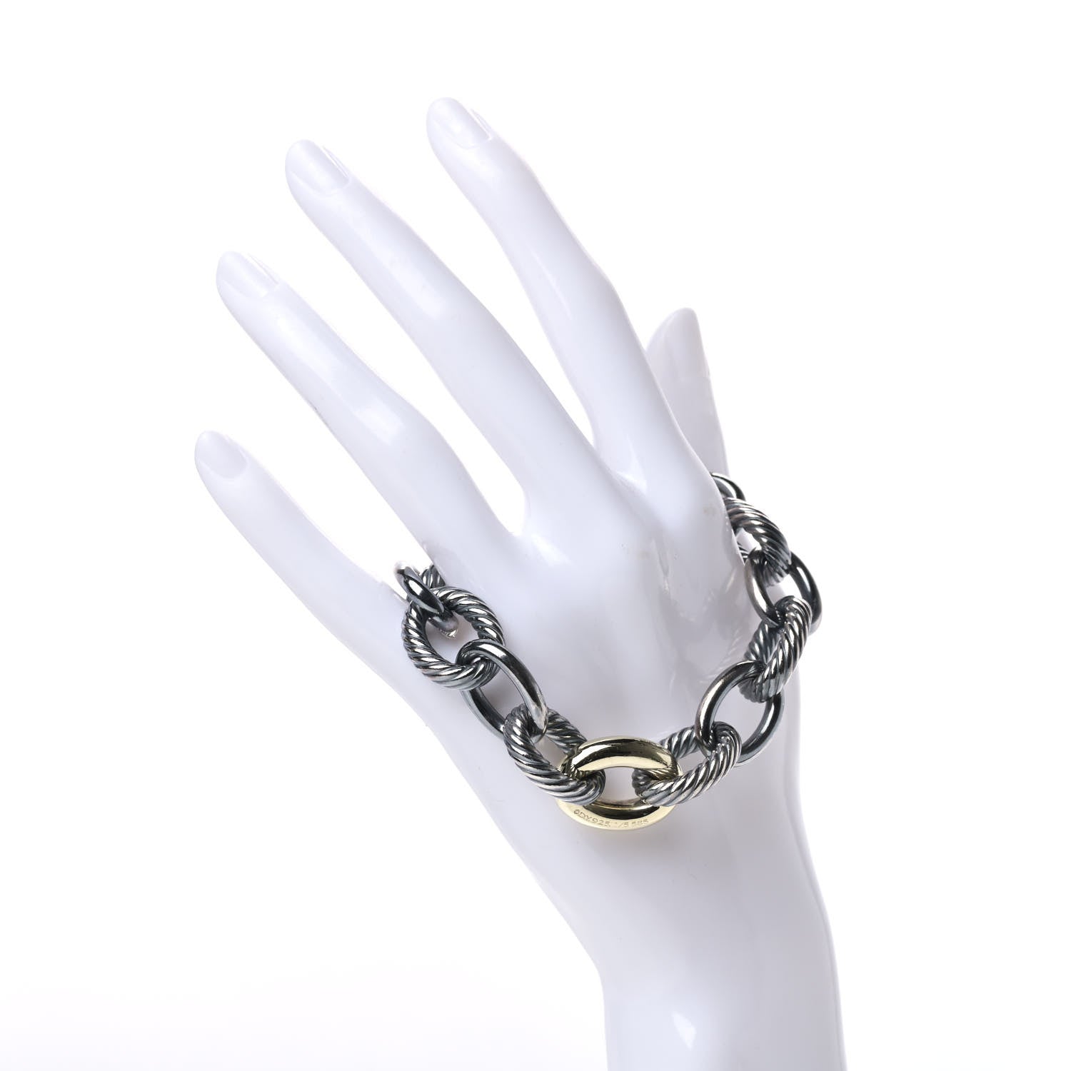 David Yurman Darkened Sterling Silver 14K Yellow Gold 19mm Extra Large Oval Link Bracelet 2 of 5