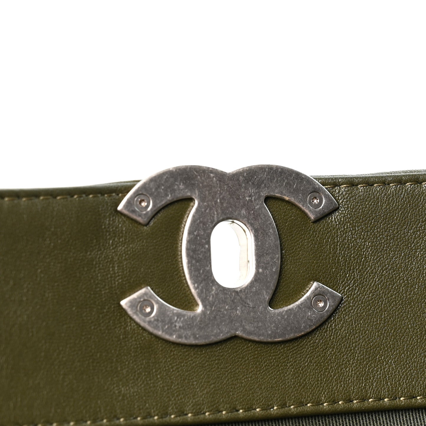 Lambskin Quilted Chanel 19 East West Shopping Bag Dark Green