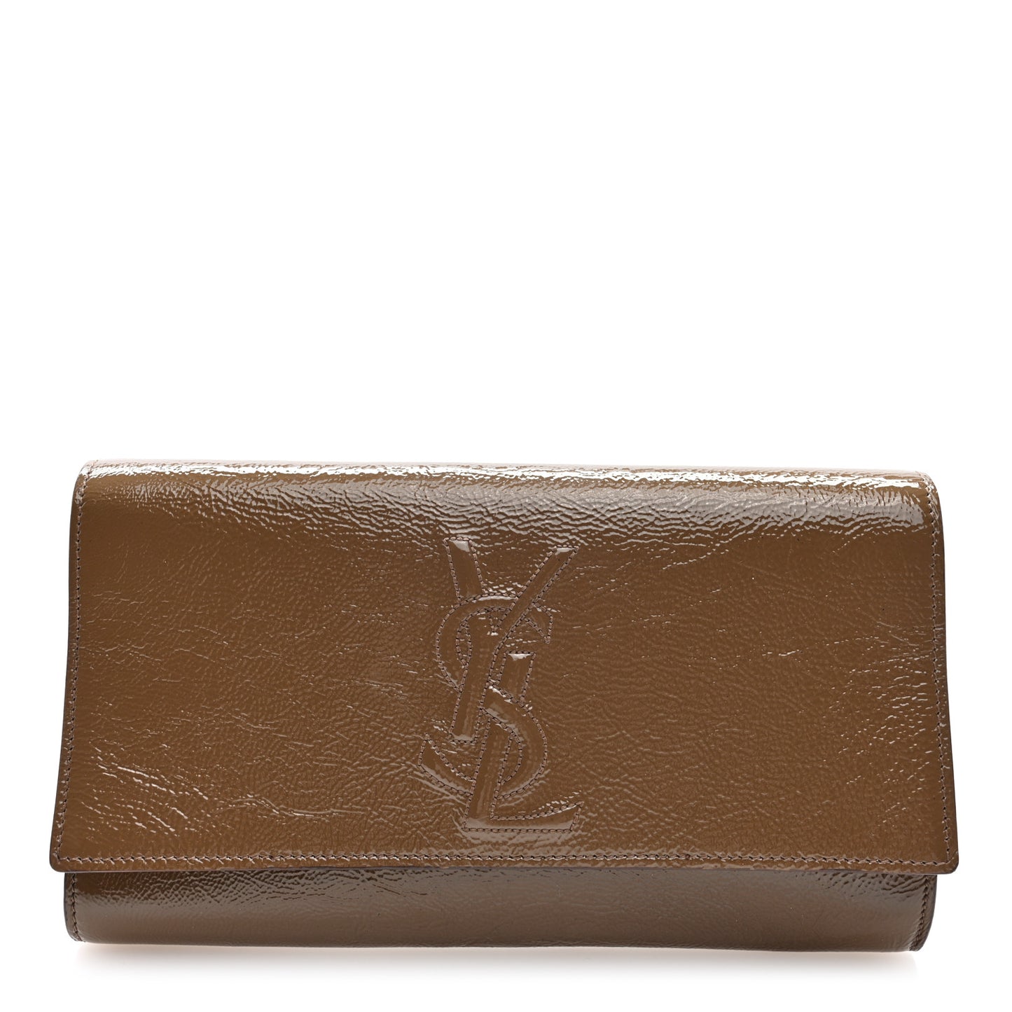 Textured Calfskin Monogram Large Belle De Jour Clutch Beige