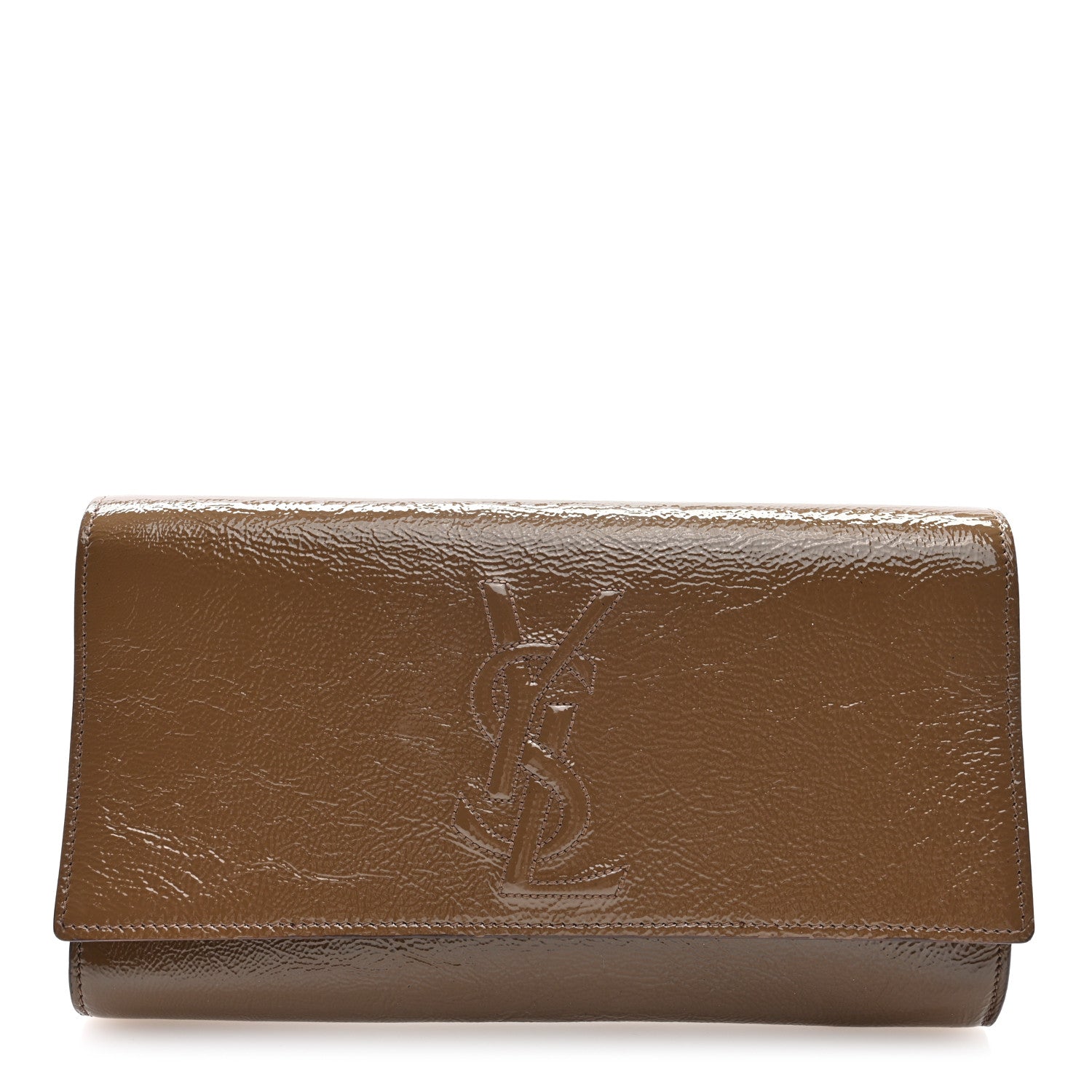 Saint Laurent Textured Calfskin Monogram Large Belle De Jour Clutch Beige 1 of 6