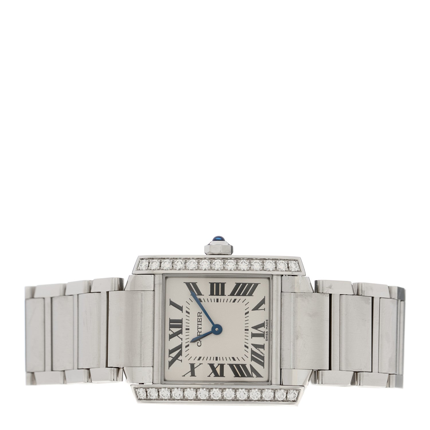 Cartier Stainless Steel Diamond Bezel 25mm Tank Francaise Quartz Watch 2 of 5