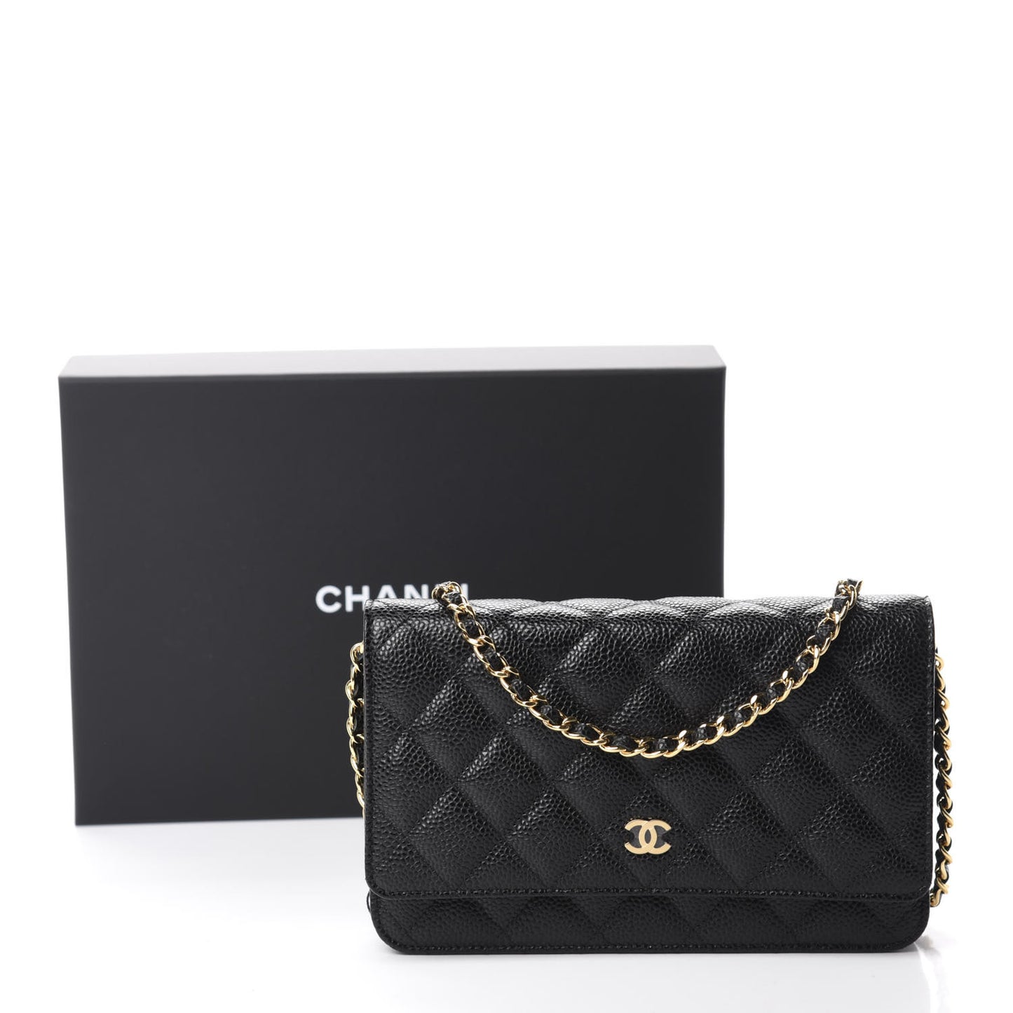Caviar Quilted Wallet On Chain WOC Black