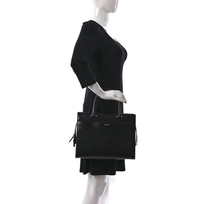 Saint Laurent Shiny Calfskin Medium Uptown Tote Black 2 of 14