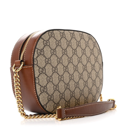 Gucci GG Supreme Monogram Cuoio Toscano Mini Chain Shoulder Bag Beige Ebony Cuir 3 of 11