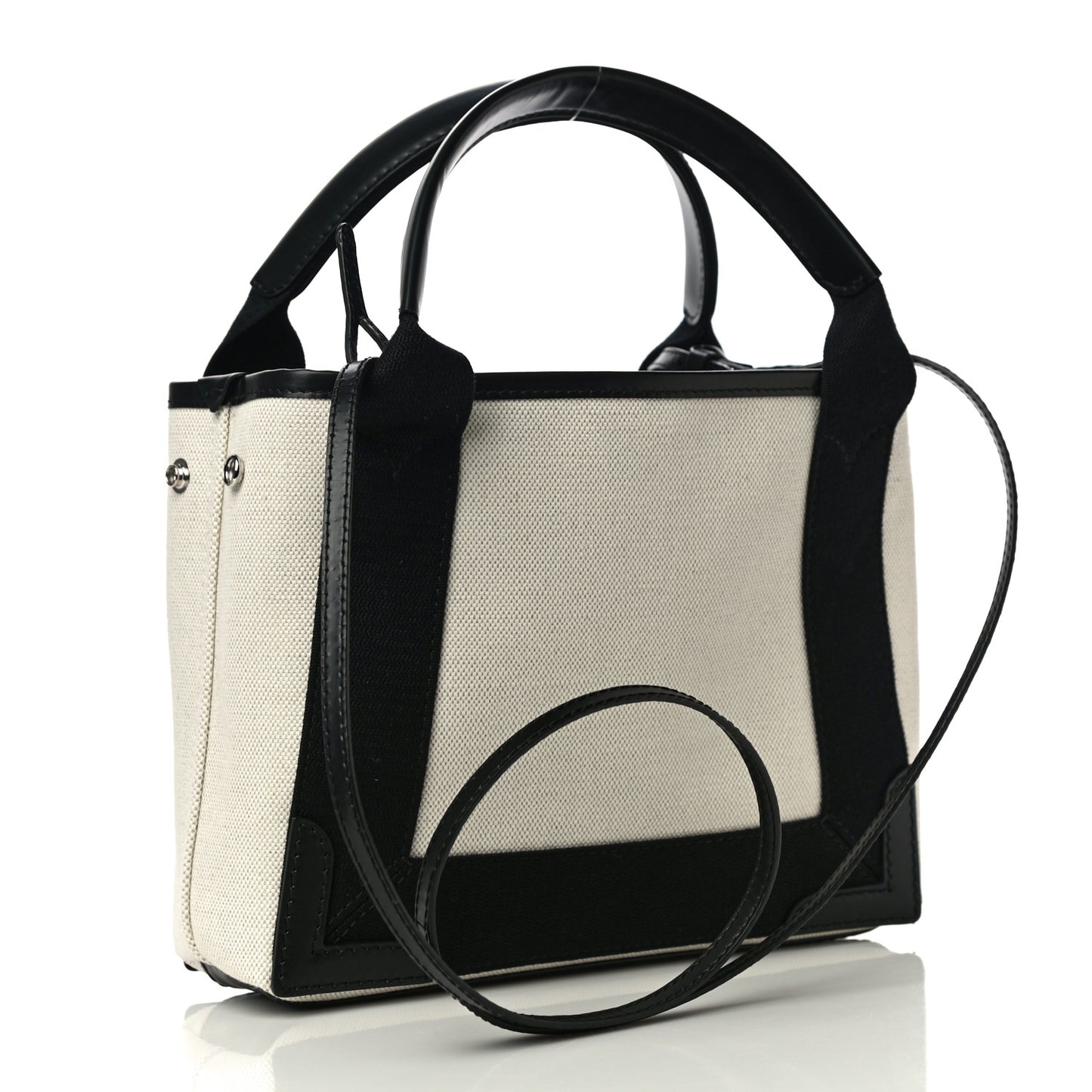 Cotton Canvas Calfskin Navy Cabas XS Natural Black