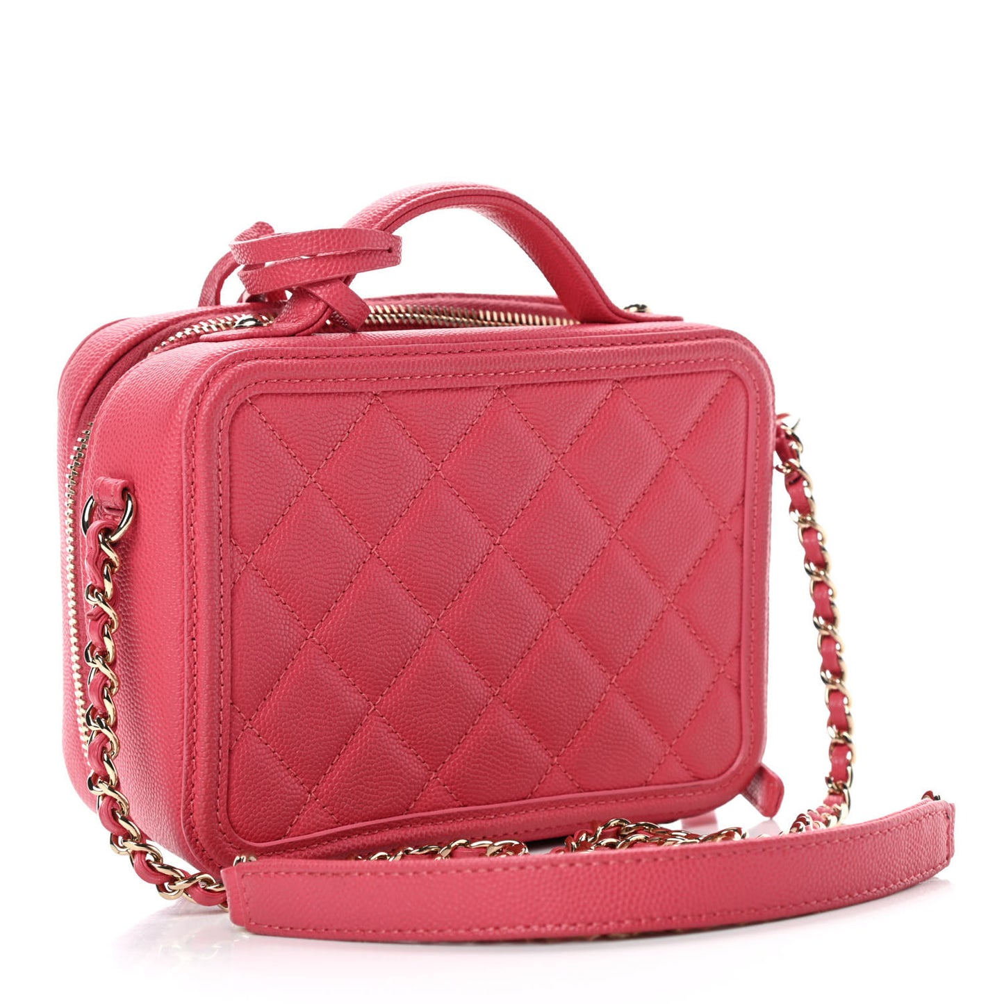 Caviar Quilted Small CC Filigree Vanity Case Pink
